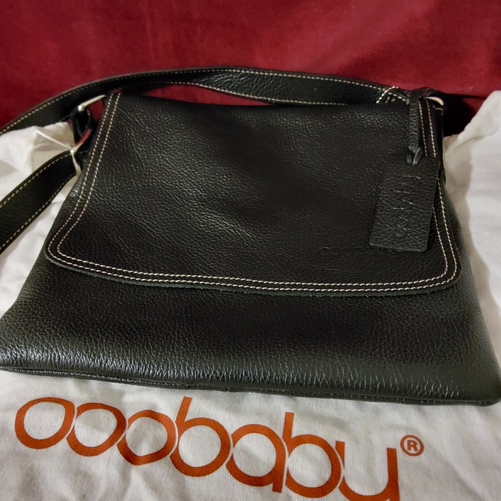 OooBaby Urban Black Leather Crossbody Bag